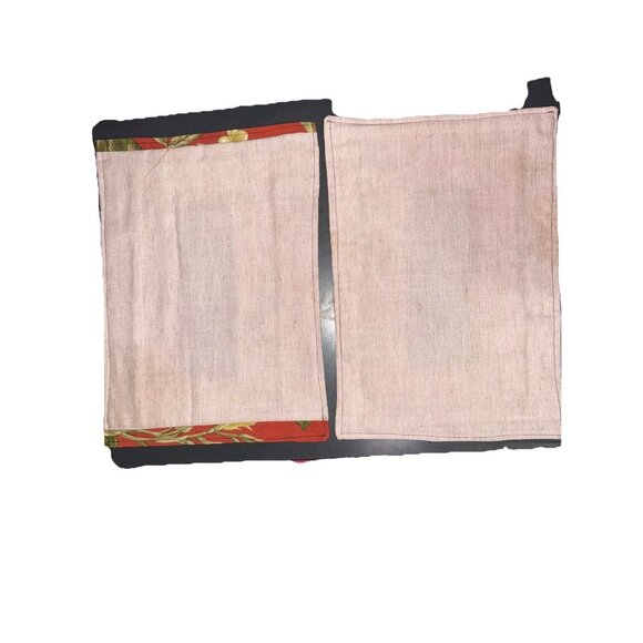 Set Of 2 Handmade Place Mats Floral Linen Cotton Velvet Collage Farmhouse 15x11” - Picture 2 of 12